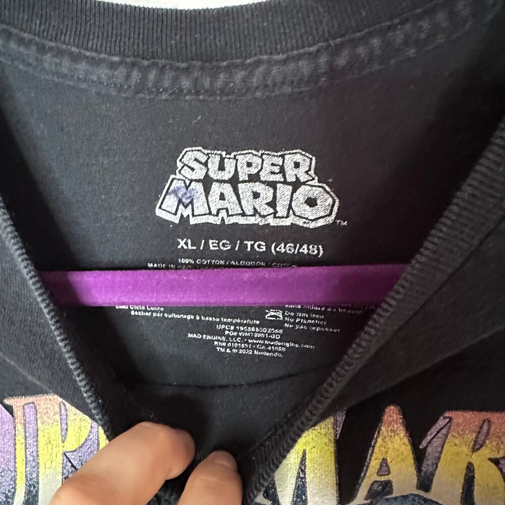 Mens super Mario faded black tshirt size XL - Picture 3 of 5